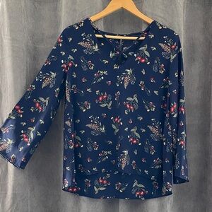 George Dark Blue Floral Women's Blouse